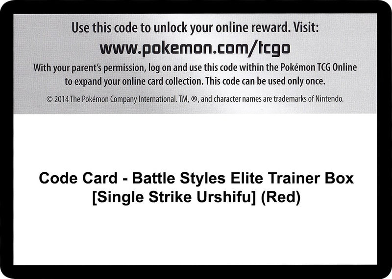 Code Card Battle Styles Elite Trainer Box Single Strike Urshifu Red [SWSH05]