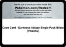 Code Card Darkness Ablaze Single Pack Blister Pikachu [SWSH03]