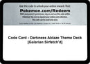 Code Card Darkness Ablaze Theme Deck Galarian Sirfetchd [SWSH03]