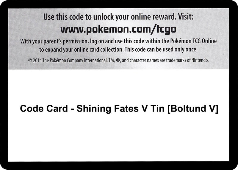 Code Card Shining Fates V Tin Boltund V [SHF]