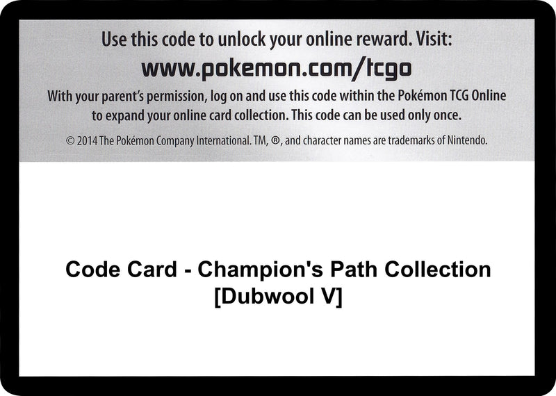 Code Card Champions Path Collection Dubwool V [CHP]