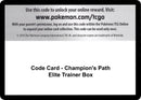 Code Card Champions Path Elite Trainer Box [CHP]