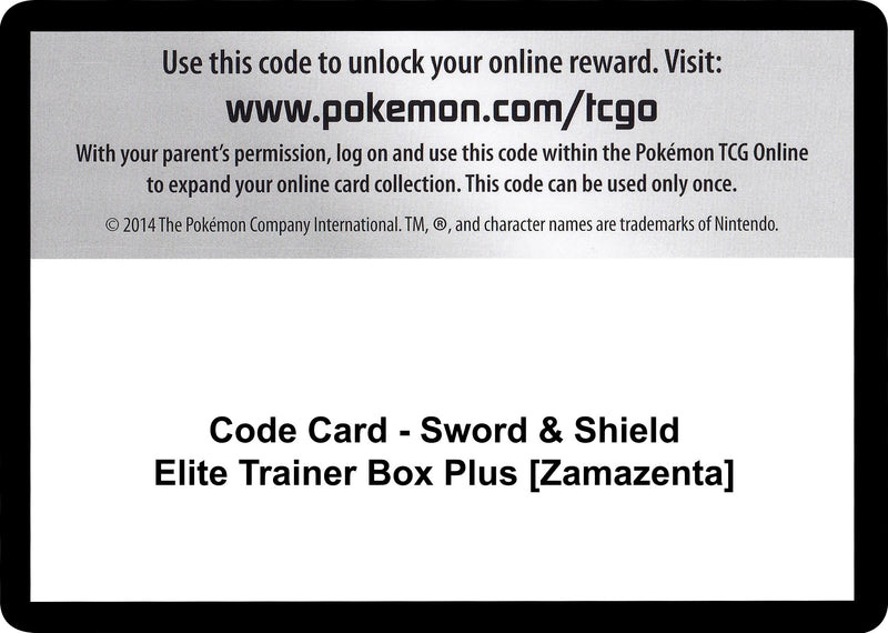 Code Card Sword and Shield Elite Trainer Box Plus Zamazenta [SWSH04]