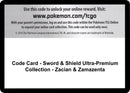Code Card Sword and Shield Ultra Premium Collection Zacian and Zamazenta [MCAP]