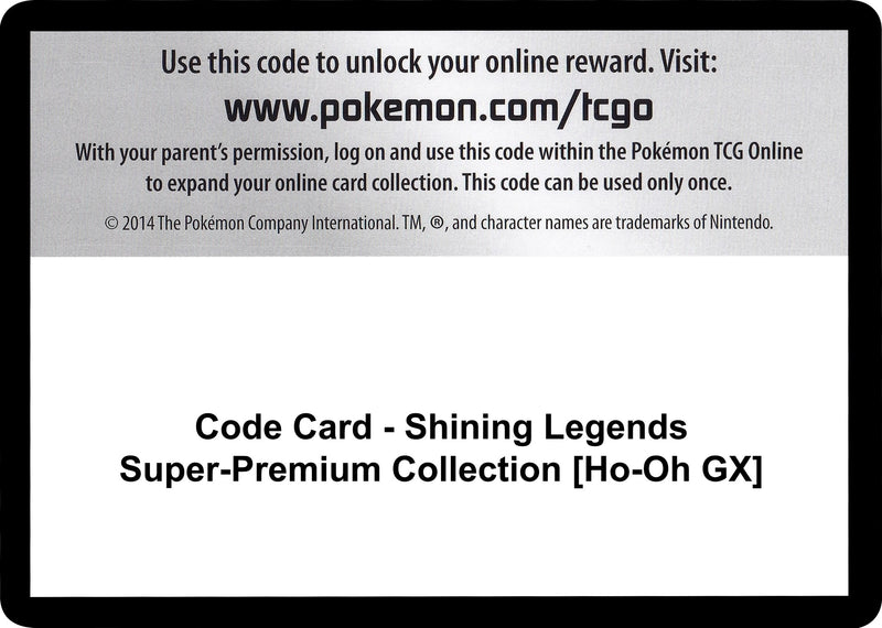 Code Card Shining Legends Super Premium Collection Ho Oh GX [SHL]