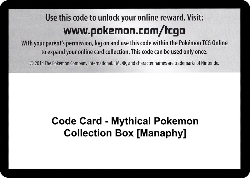 Code Card Mythical Pokemon Collection Box Manaphy [GEN]