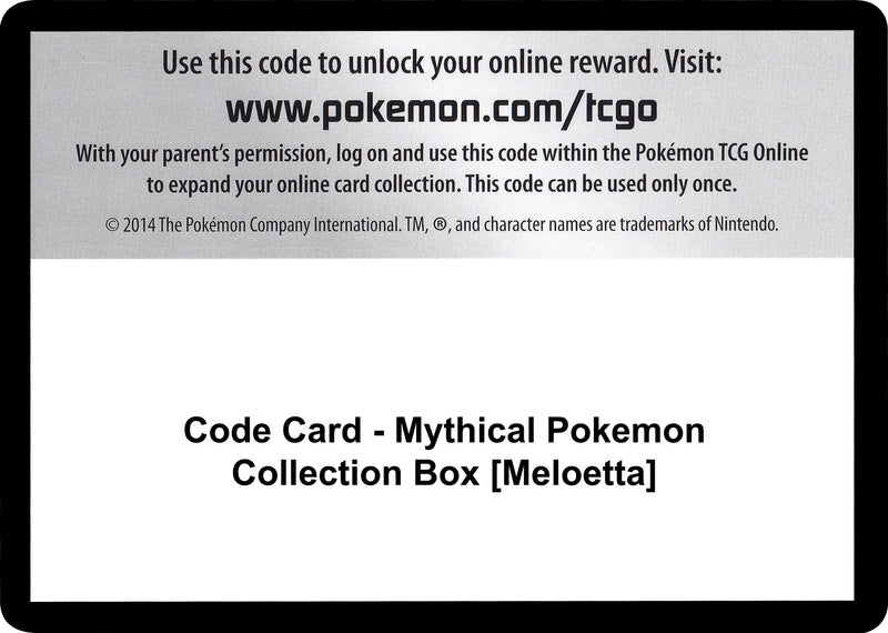 Code Card Mythical Pokemon Collection Box Meloetta [GEN]