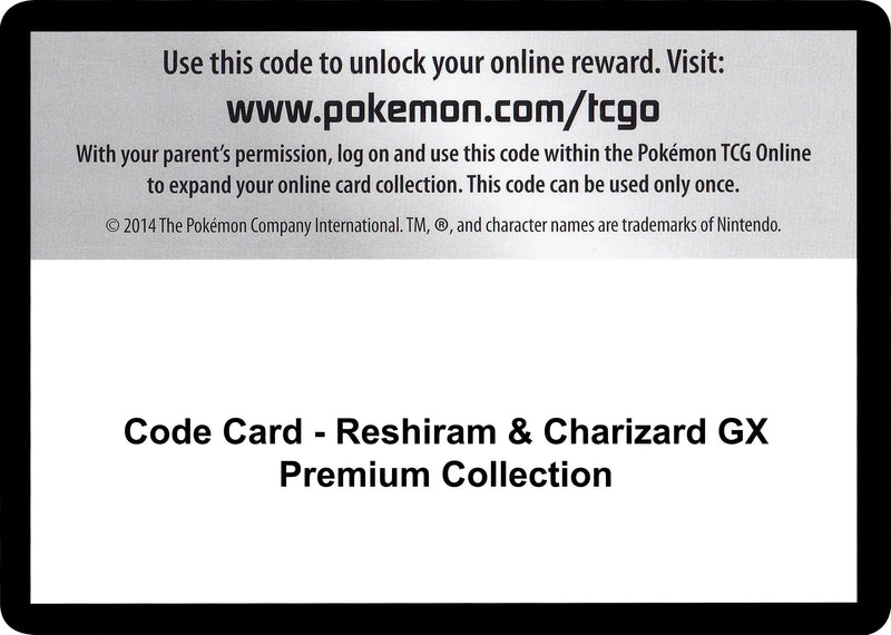 Code Card Reshiram and Charizard GX Premium Collection [MCAP]