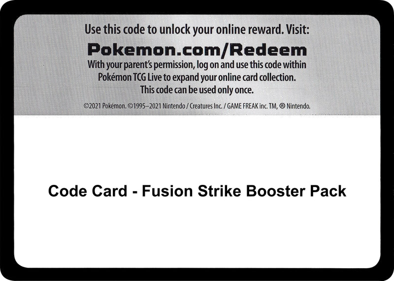 Code Card Fusion Strike Booster Pack [SWSH08]