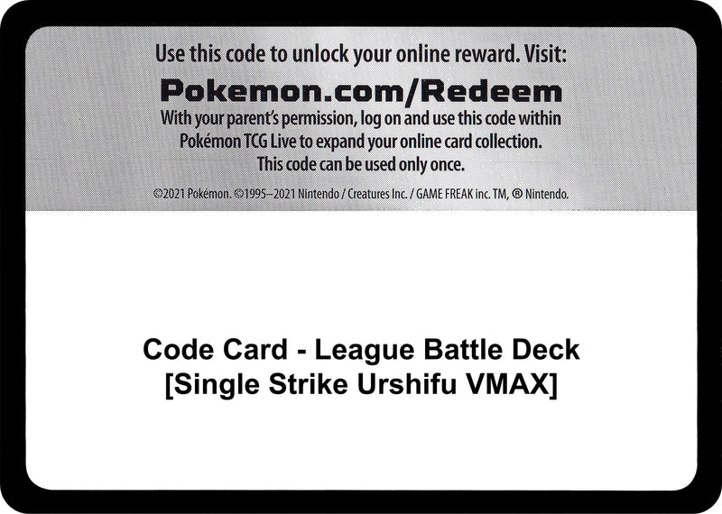 Code Card League Battle Deck Single Strike Urshifu VMAX [MCAP]