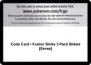 Code Card Fusion Strike 3 Pack Blister Eevee [SWSH08]