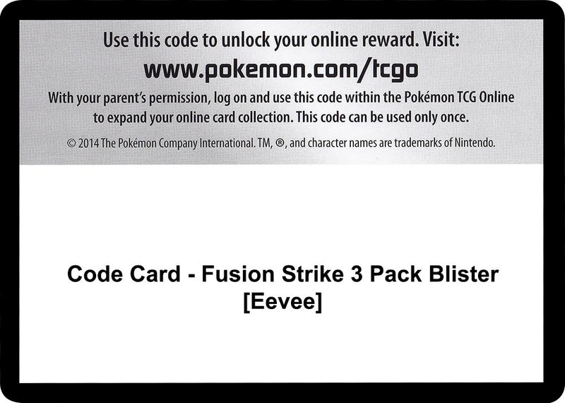 Code Card Fusion Strike 3 Pack Blister Eevee [SWSH08]
