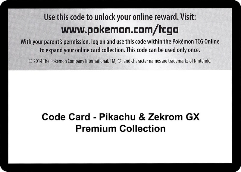 Code Card Pikachu and Zekrom GX Premium Collection [MCAP]