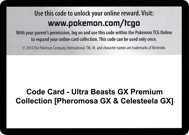 Code Card Ultra Beasts GX Premium Collection Pheromosa GX and Celesteela GX [SM04]