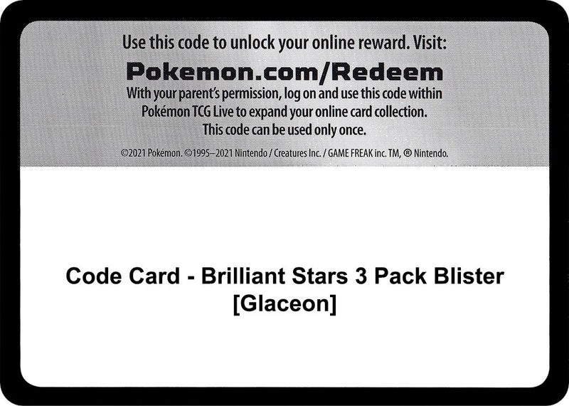 Code Card Brilliant Stars 3 Pack Blister Glaceon [SWSH09]