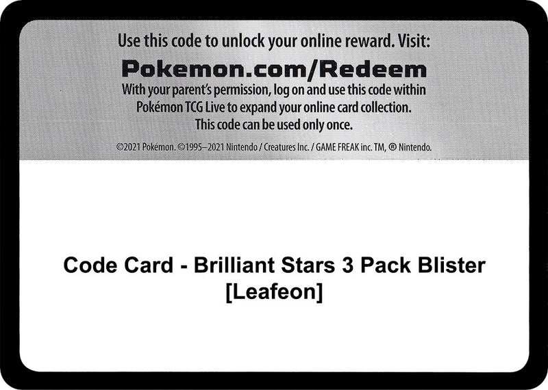 Code Card Brilliant Stars 3 Pack Blister Leafeon [SWSH09]