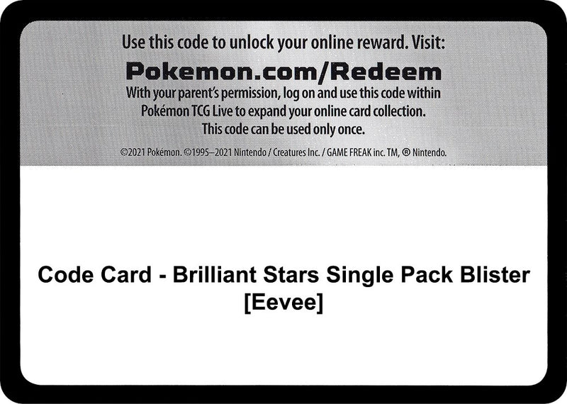 Code Card Brilliant Stars Single Pack Blister Eevee [SWSH09]