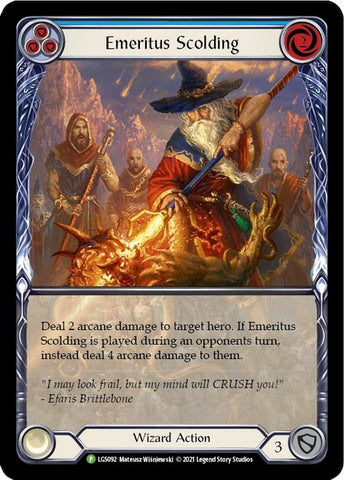 Image for Emeritus Scolding (Blue) (Extended Art) [Flesh and Blood: Promo Cards]