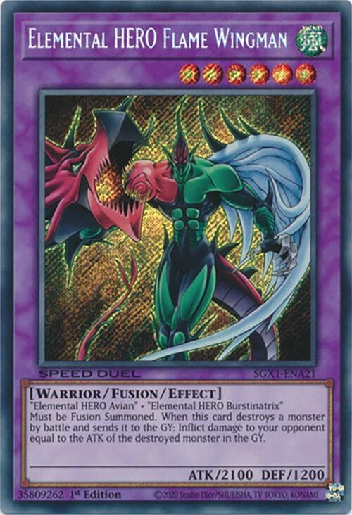 Elemental HERO Flame Wingman Secret Rare (SGX1-ENA21)