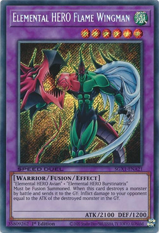 Elemental HERO Flame Wingman Secret Rare (SGX1-ENA21)