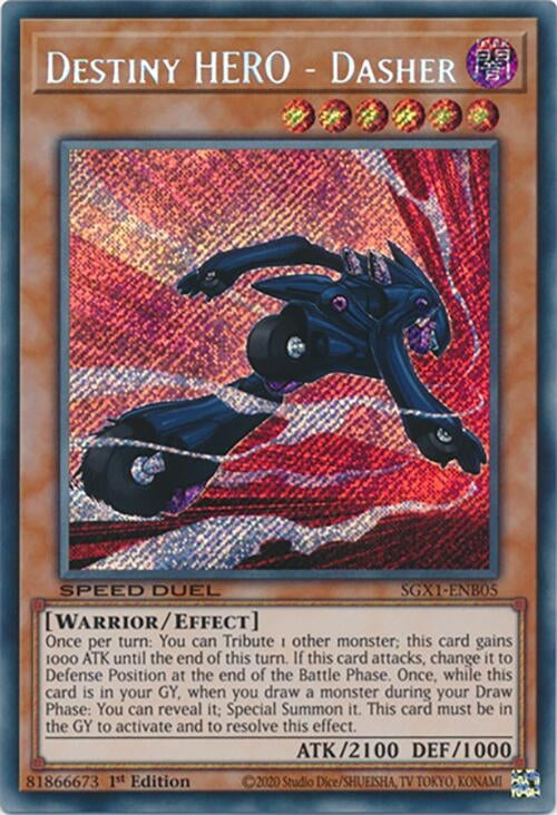 Destiny HERO Dasher Secret Rare (SGX1-ENB05)