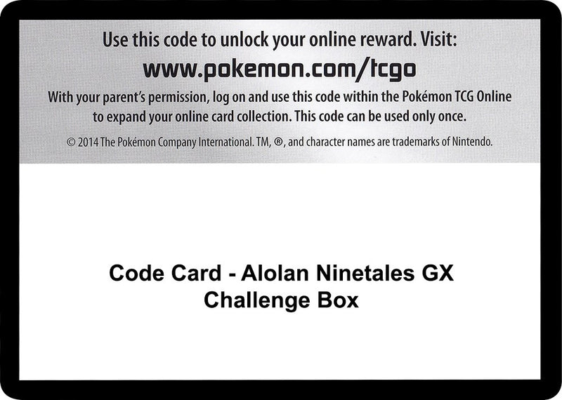 Code Card Alolan Ninetales GX Challenge Box [SM03]
