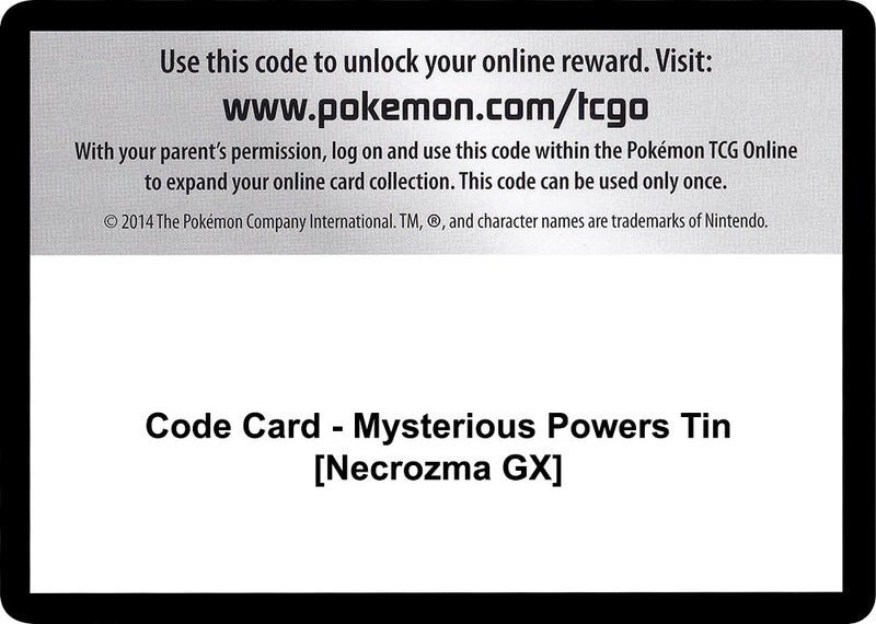 Code Card Mysterious Powers Tin Necrozma GX [SM03]