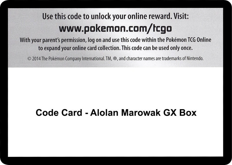 Code Card Alolan Marowak GX Box [SM10]