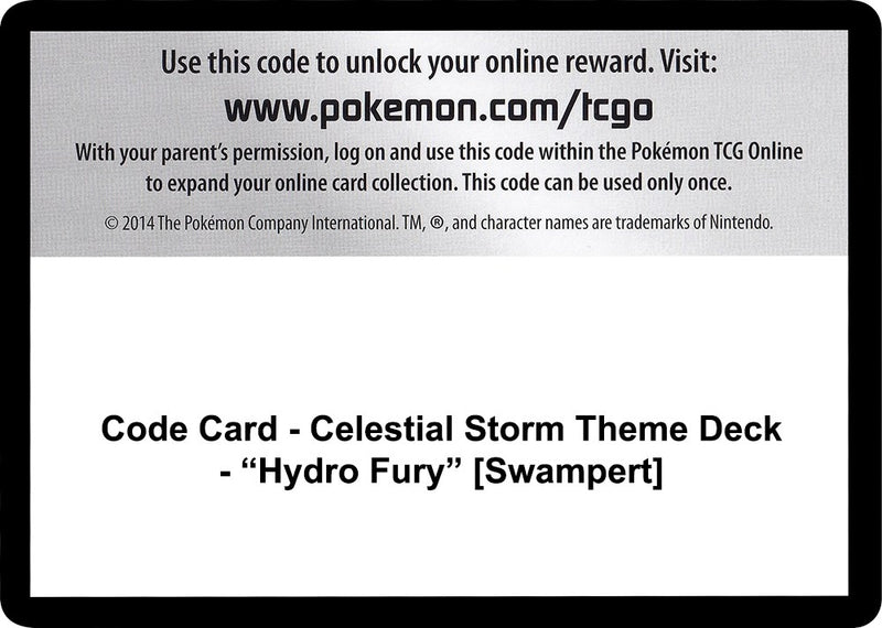 Code Card Celestial Storm Theme Deck Hydro Fury Swampert [CES]
