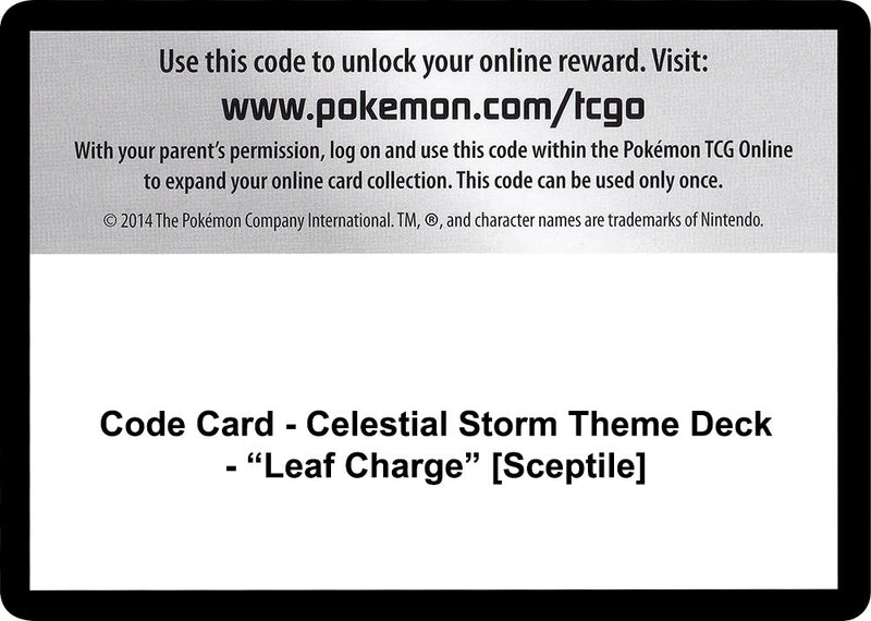 Code Card Celestial Storm Theme Deck Leaf Charge Sceptile [CES]
