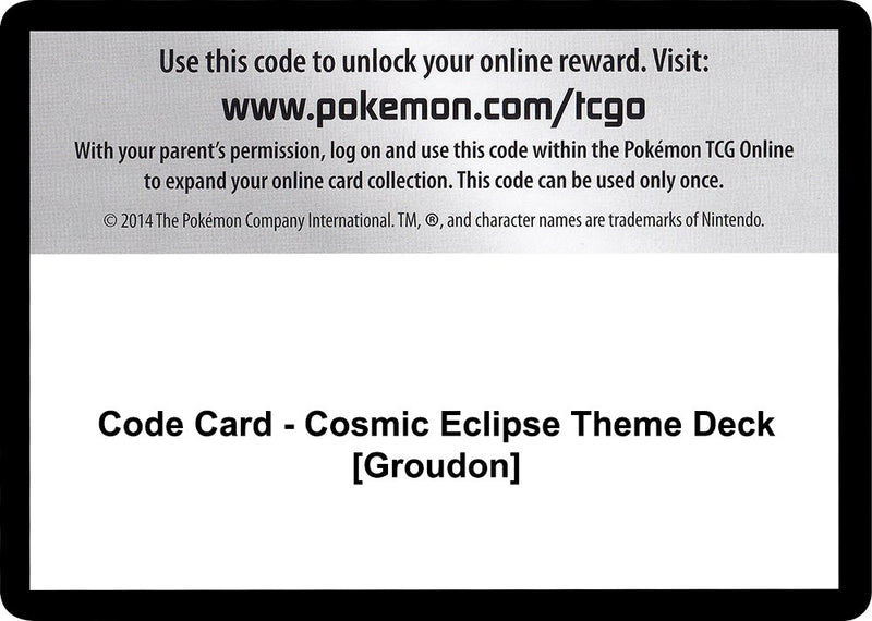 Code Card Cosmic Eclipse Theme Deck Groudon [SM12]