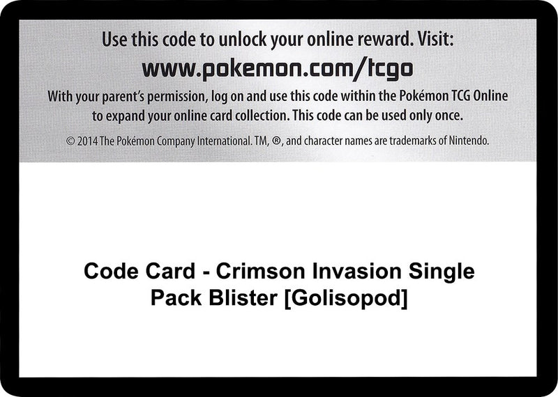 Code Card Crimson Invasion Single Pack Blister Golisopod [SM04]