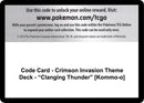 Code Card Crimson Invasion Theme Deck Clanging Thunder Kommo o [SM04]