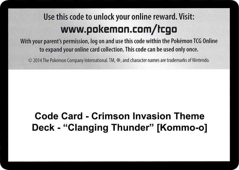 Code Card Crimson Invasion Theme Deck Clanging Thunder Kommo o [SM04]