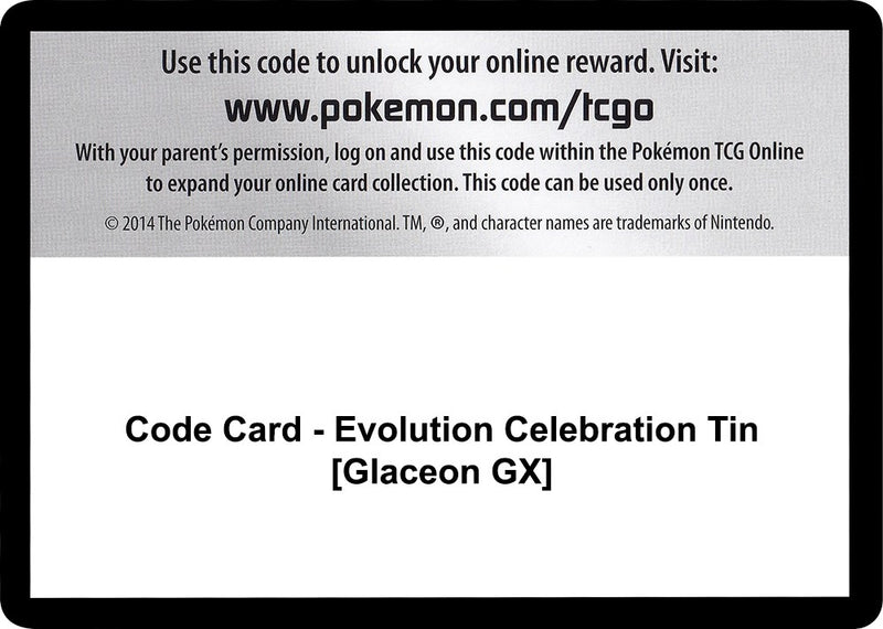 Code Card Evolution Celebration Tin Glaceon GX [CES]