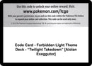 Code Card Forbidden Light Theme Deck Twilight Takedown Alolan Exeggutor [SM06]