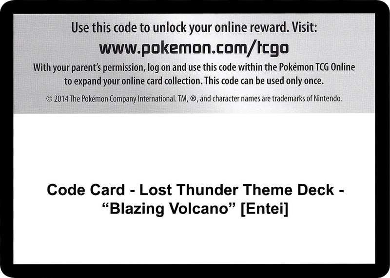 Code Card Lost Thunder Theme Deck Blazing Volcano Entei [SM8]