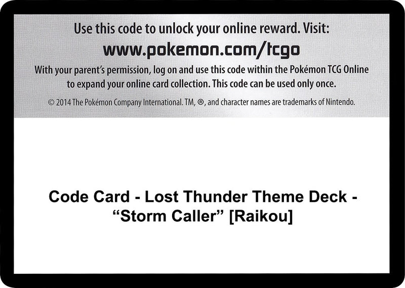 Code Card Lost Thunder Theme Deck Storm Caller Raikou [SM8]