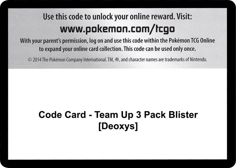 Code Card Team Up 3 Pack Blister Deoxys [SM9]