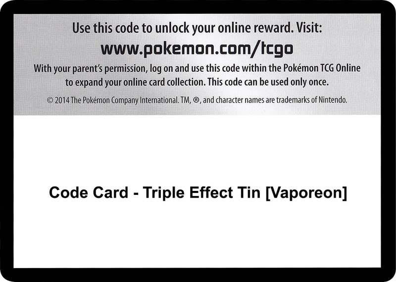Code Card Triple Effect Tin Vaporeon [SM02]