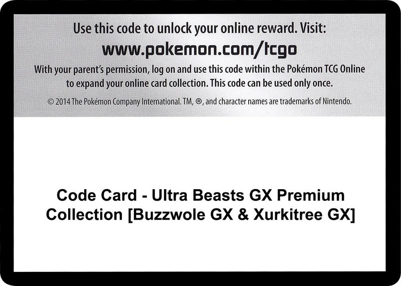 Code Card Ultra Beasts GX Premium Collection Buzzwole GX and Xurkitree GX [SM04]
