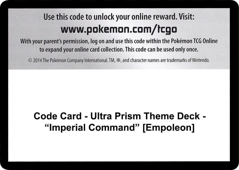 Code Card Ultra Prism Theme Deck Imperial Command Empoleon [SM05]
