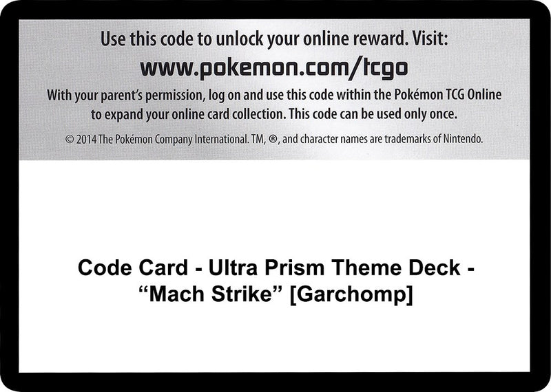 Code Card Ultra Prism Theme Deck Mach Strike Garchomp [SM05]