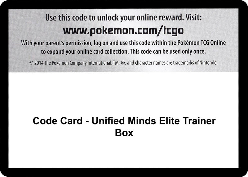Code Card Unified Minds Elite Trainer Box [SM11]