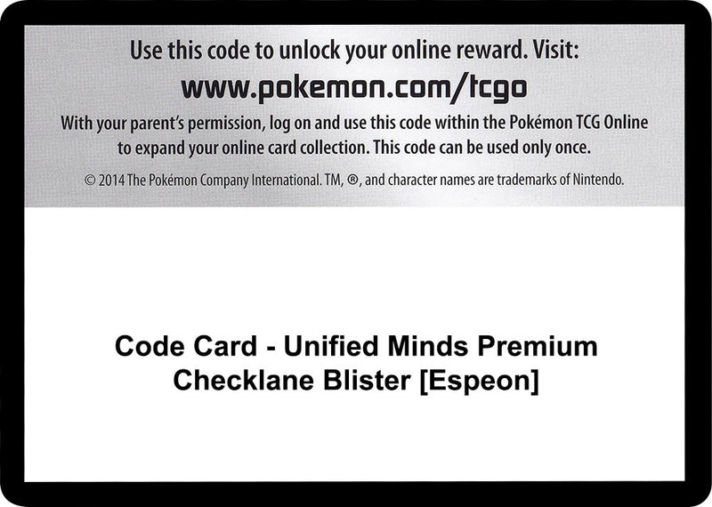 Code Card Unified Minds Premium Checklane Blister Espeon [SM11]