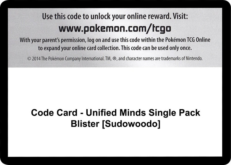Code Card Unified Minds Single Pack Blister Sudowoodo [SM11]