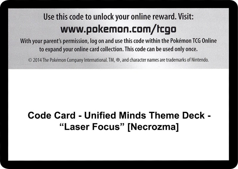 Code Card Unified Minds Theme Deck Laser Focus Necrozma [SM11]