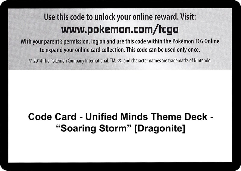 Code Card Unified Minds Theme Deck Soaring Storm Dragonite [SM11]
