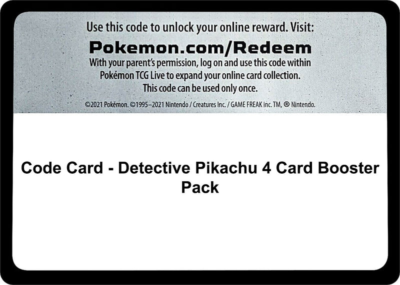 Code Card Detective Pikachu 4 Card Booster Pack [DEP]
