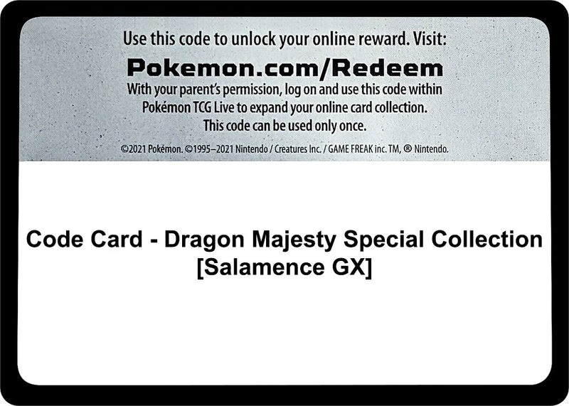 Code Card Dragon Majesty Special Collection Salamence GX [DRM]